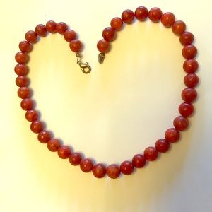 Natural red coral necklace vintage 16 inch
